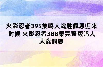 火影忍者395集鸣人战胜佩恩归来时候 火影忍者388集完整版鸣人大战佩恩